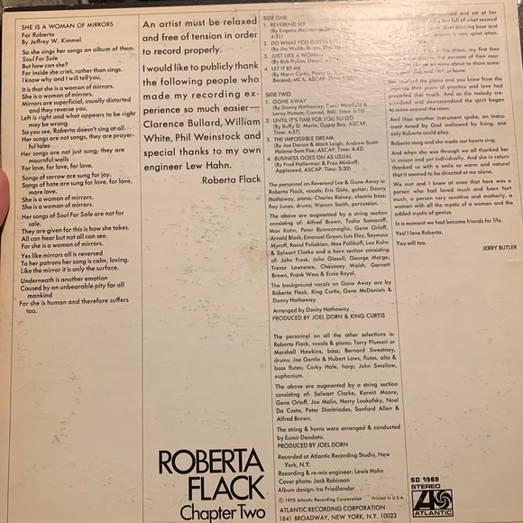 ROBERTA FLACK "CHAPTER TWO" PREMIUM QUALITY USED LP. - Picture 2 of 12